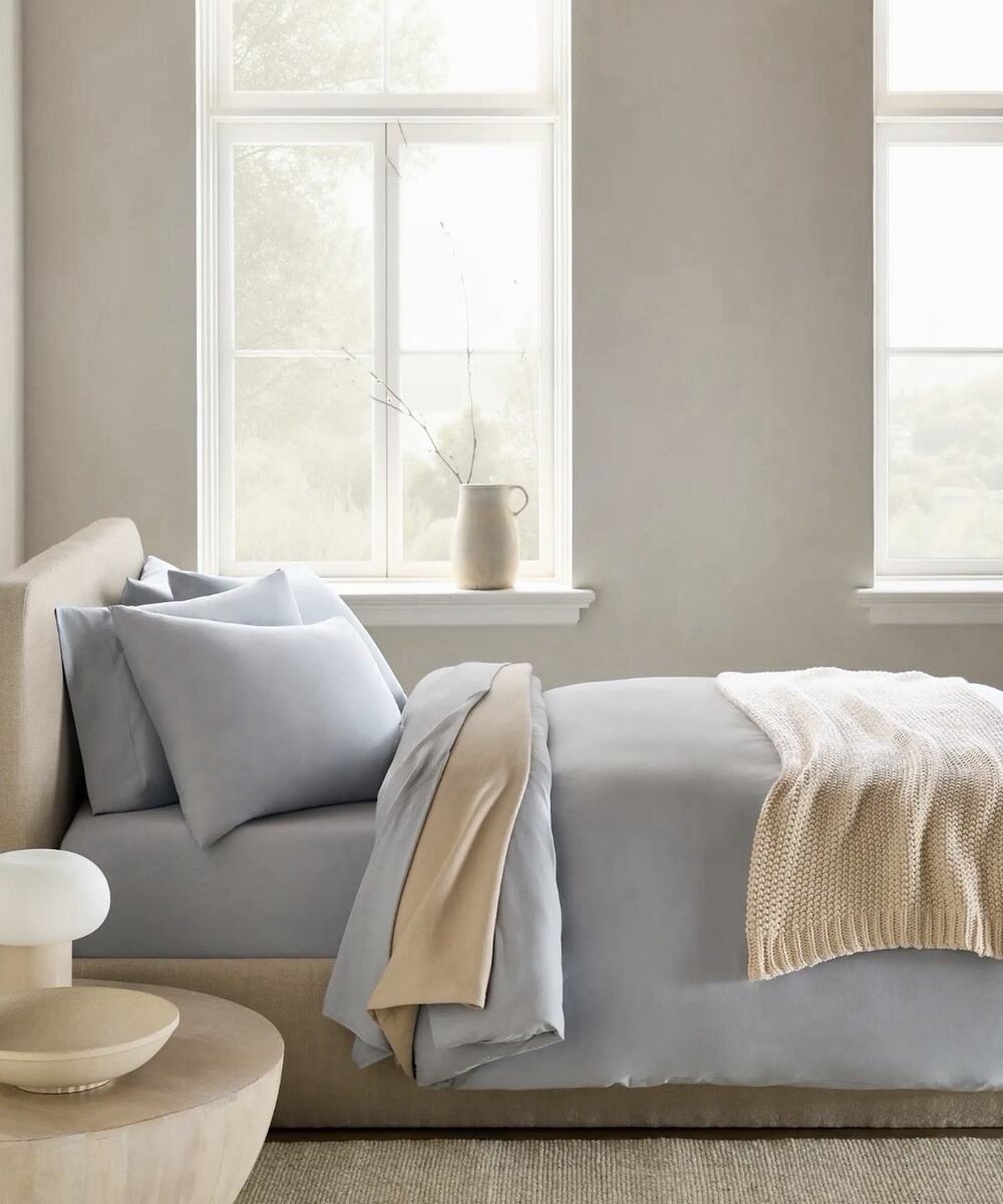 NEW Quince Organic Jersey Duvet Cover Cover FULL/QUEEN Light Blue $94